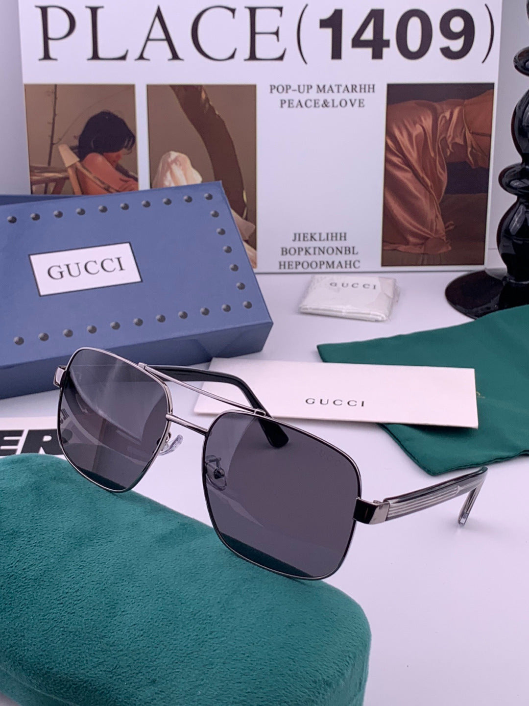 Gucci G2880 Polarized Aviator Black Lens Sunglasses for Men & Women - detail image 5