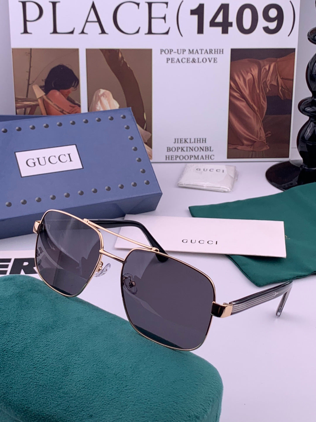 Gucci G2880 Polarized Aviator Black Lens Sunglasses for Men & Women - detail image 4