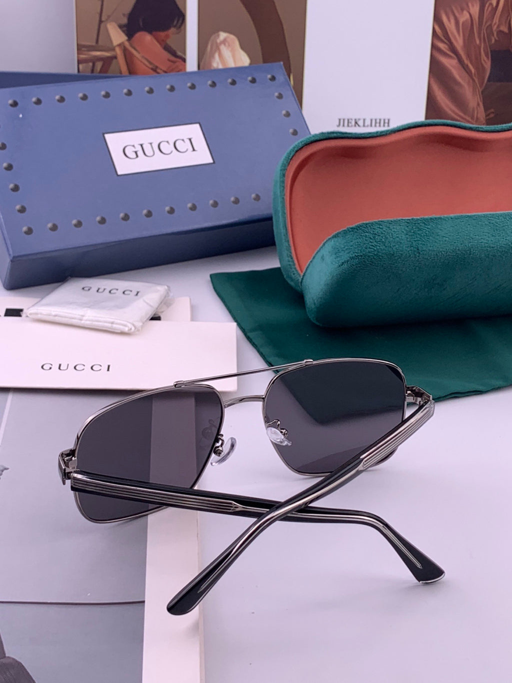 Gucci G2880 Polarized Aviator Black Lens Sunglasses for Men & Women - detail image 7