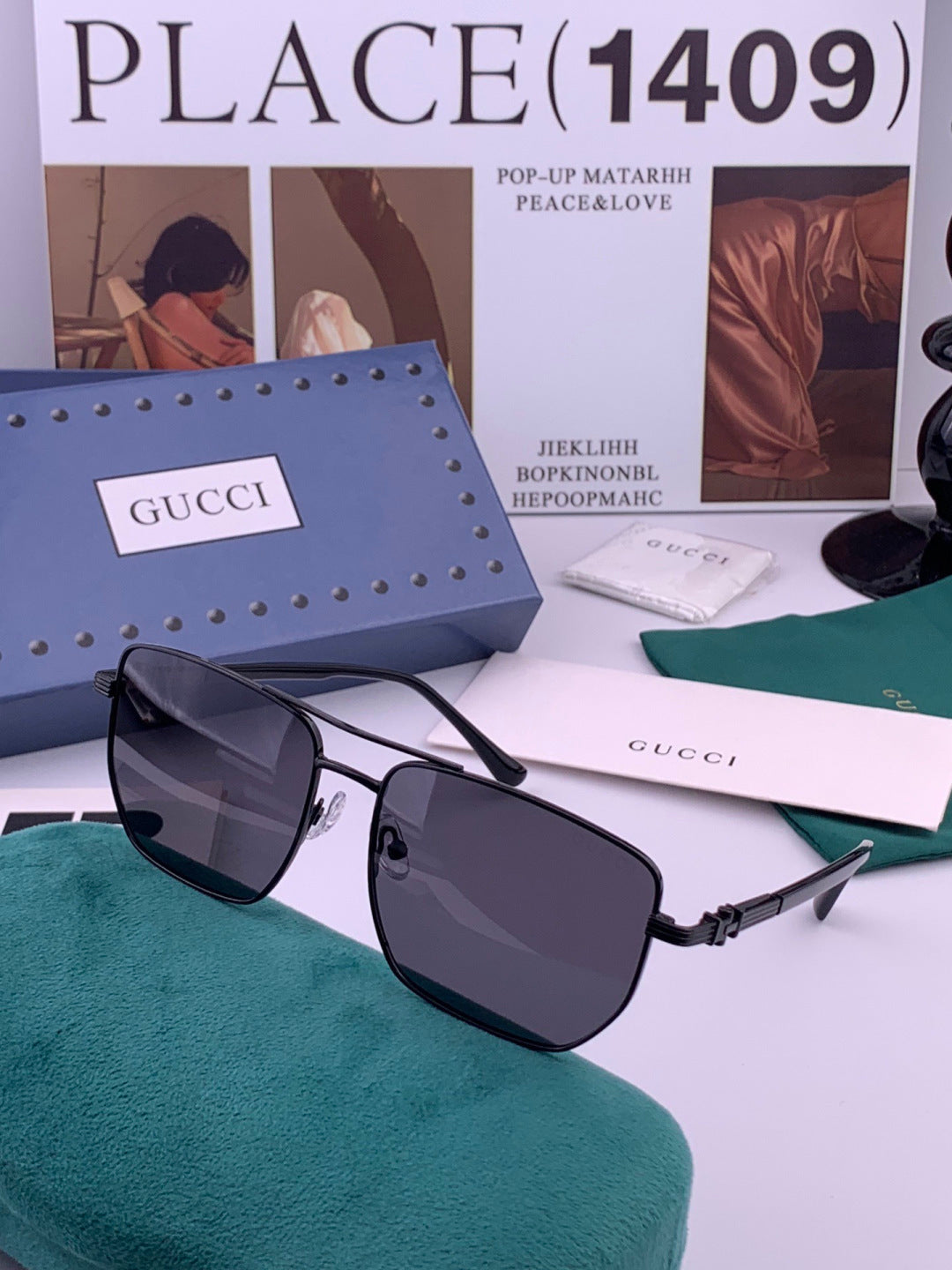 Gucci G1881 Polarized Aviator Black Lens Sunglasses for Men & Women - detail image 5
