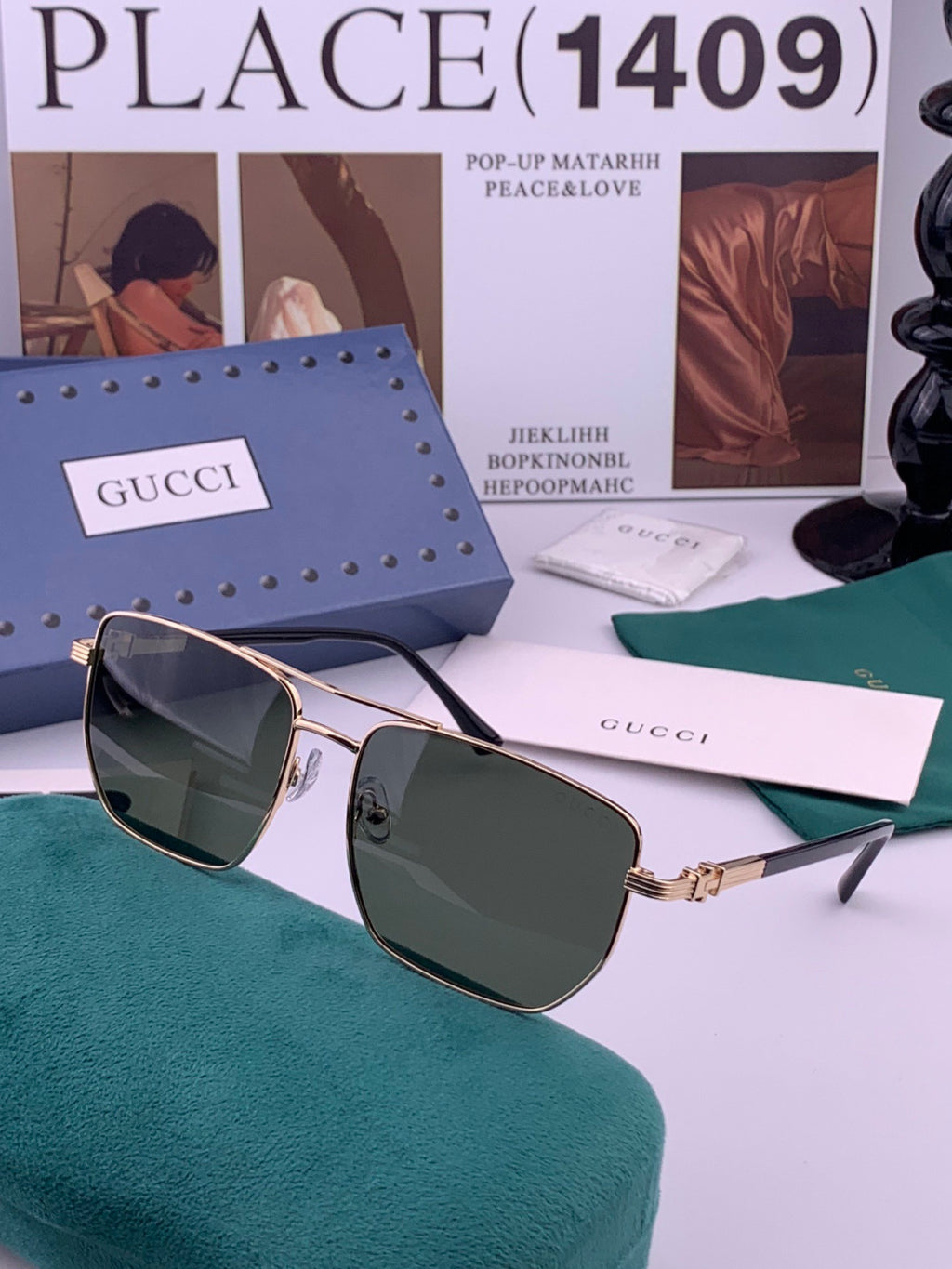 Gucci G1881 Polarized Aviator Black Lens Sunglasses for Men & Women - detail image 6