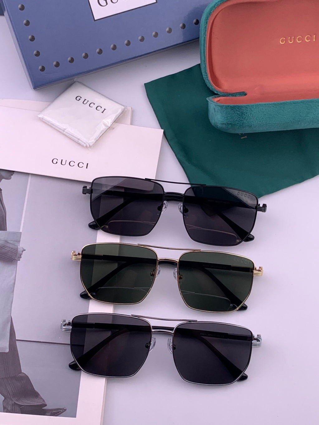 Gucci G1881 Polarized Aviator Black Lens Sunglasses for Men & Women - detail image 8