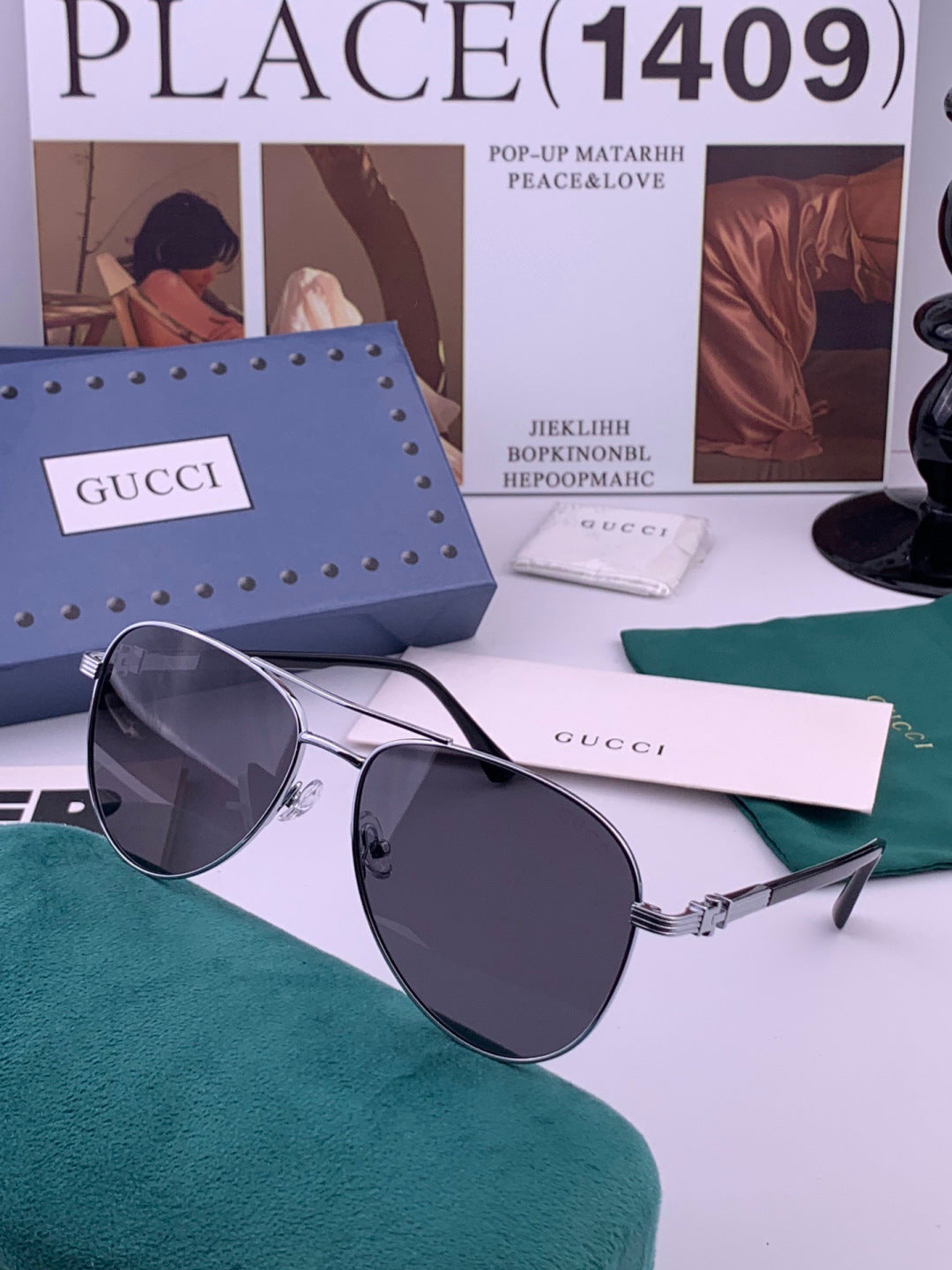 Gucci G0881 Polarized Aviator Blue Lens Sunglasses for Men & Women - detail image 5