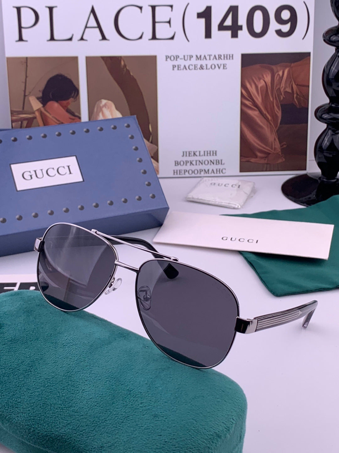 Gucci G3880 Polarized Aviator Black Lens Sunglasses for Men & Women - detail image 6