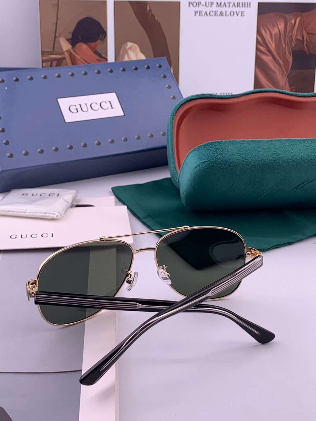 Gucci G3880 Polarized Aviator Black Lens Sunglasses for Men & Women - detail image 7
