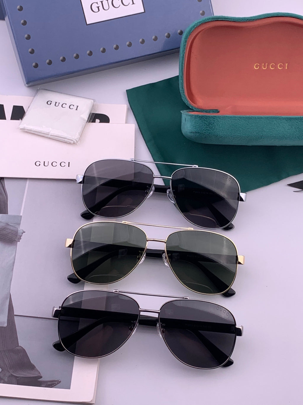 Gucci G3880 Polarized Aviator Black Lens Sunglasses for Men & Women - detail image 8