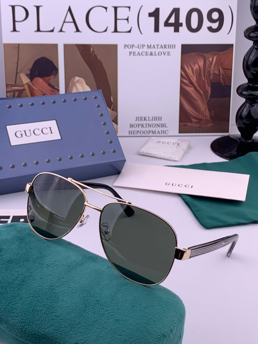Gucci G3880 Polarized Aviator Black Lens Sunglasses for Men & Women - detail image 5