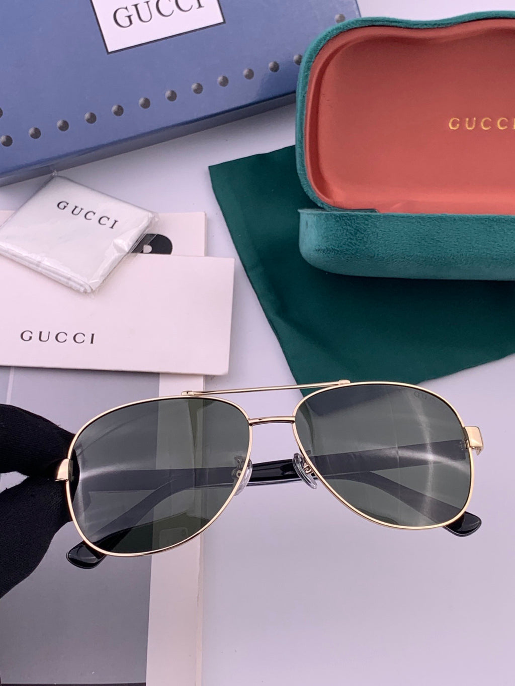 Gucci G3880 Polarized Aviator Black Lens Sunglasses for Men & Women
