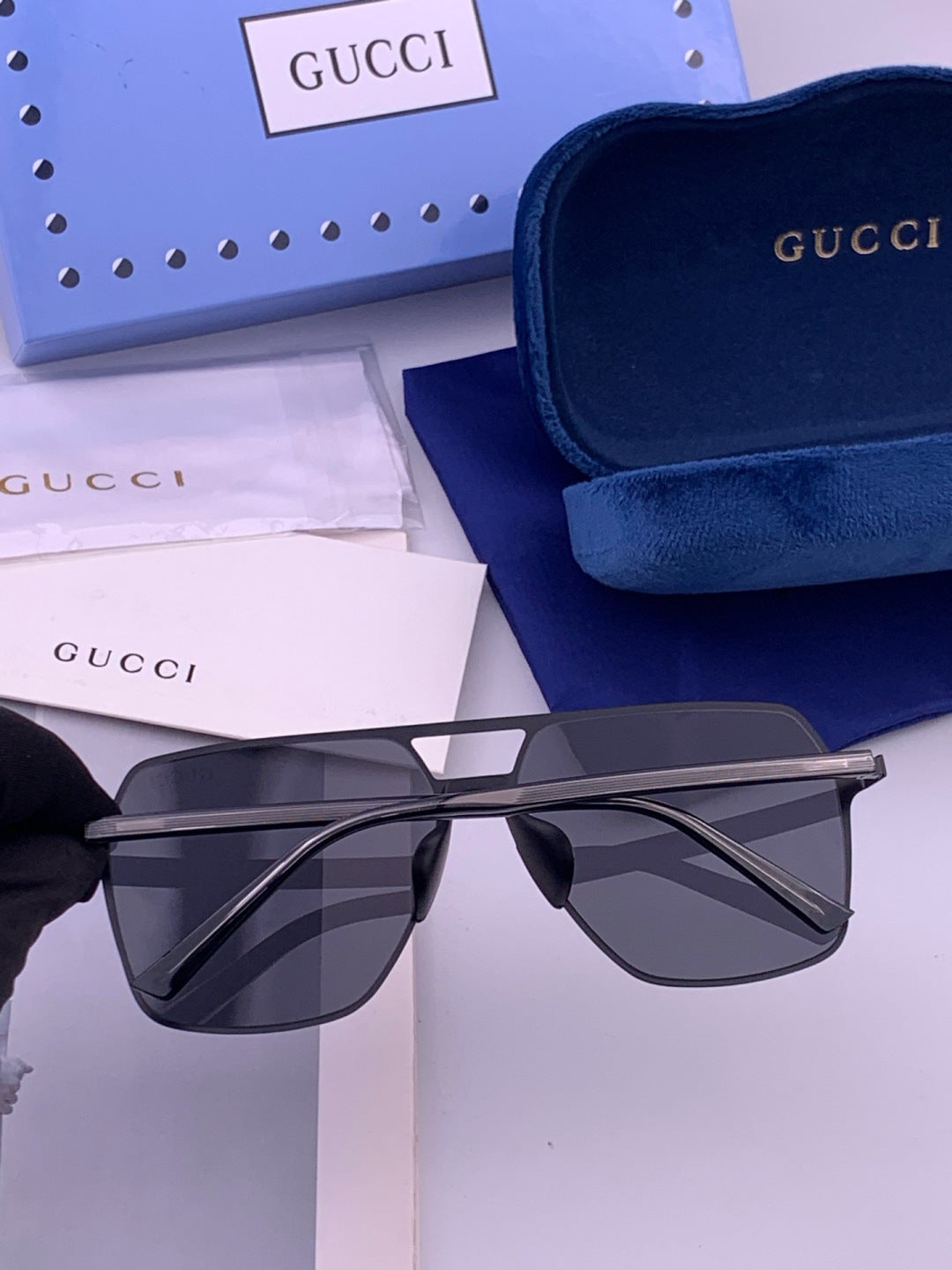Gucci G11803 Polarized Aviator Orange Lens Sunglasses for Men - 381975 - detail image 4