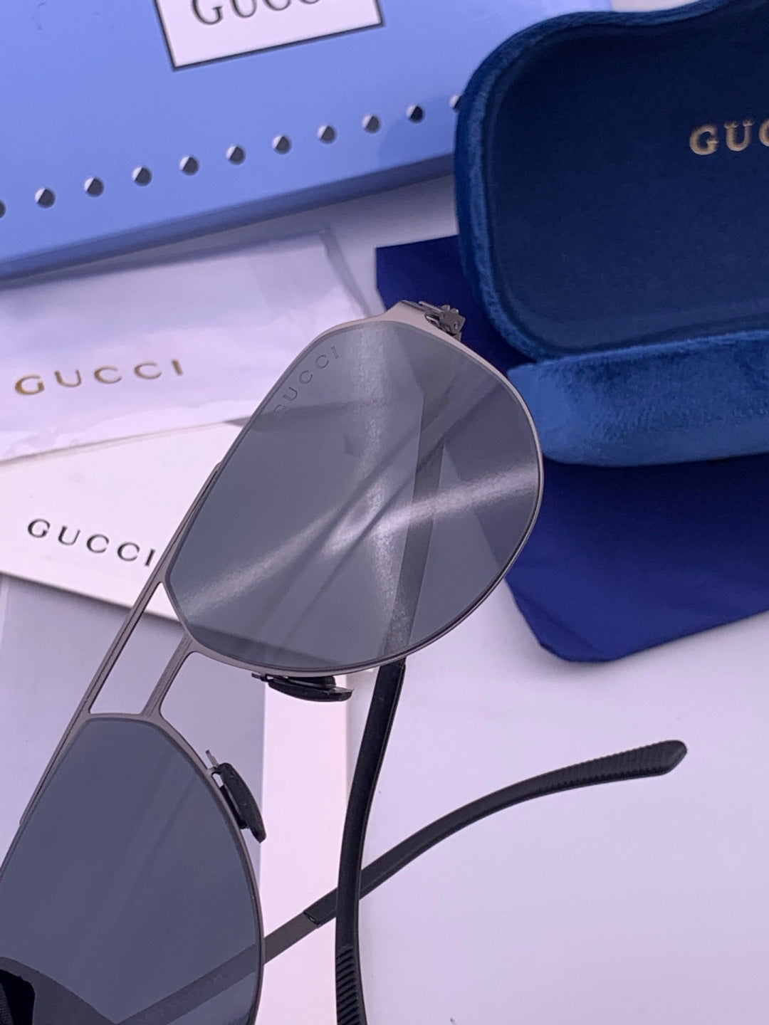 Gucci G2380 Polarized Aviator Orange Lens Sunglasses for Men - 381976 - detail image 6