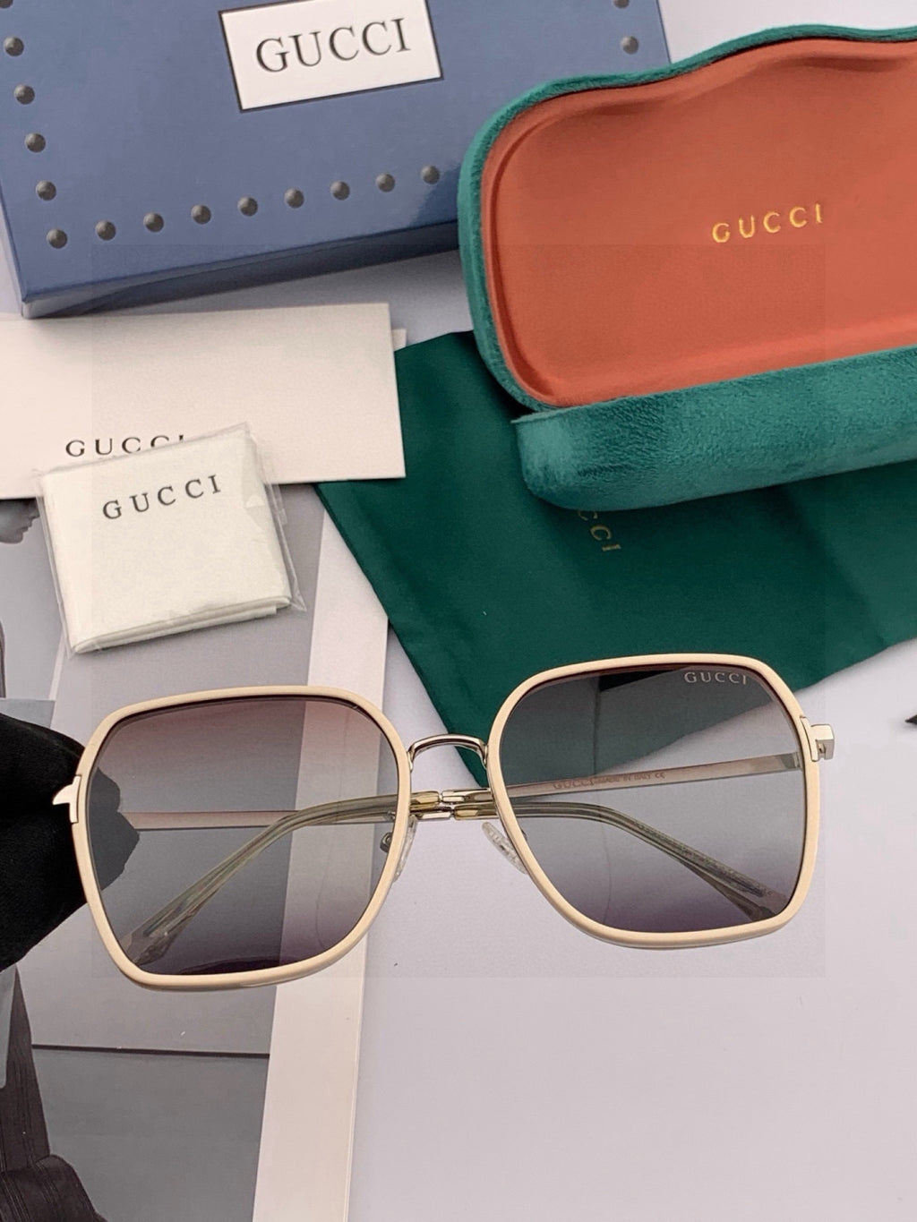 Gucci G3902 Polarized Square Gold Lens Sunglasses for Men & Women - 398411