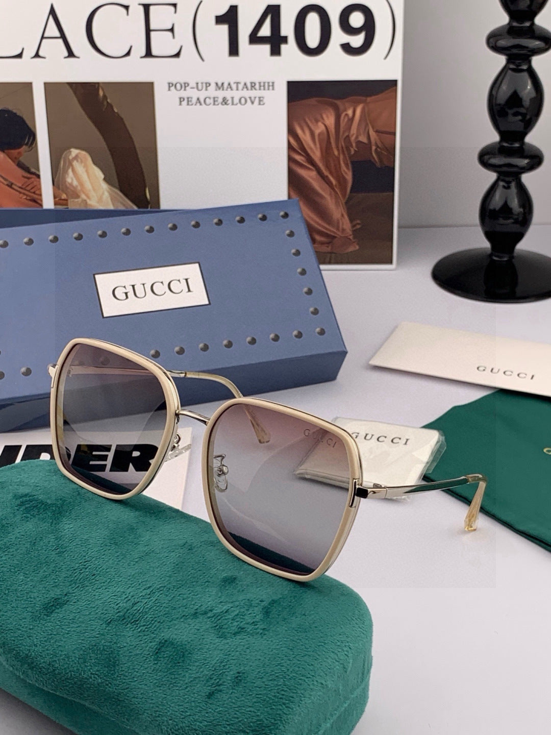 Gucci G3902 Polarized Square Gold Lens Sunglasses for Men & Women - 398411 - detail image 3