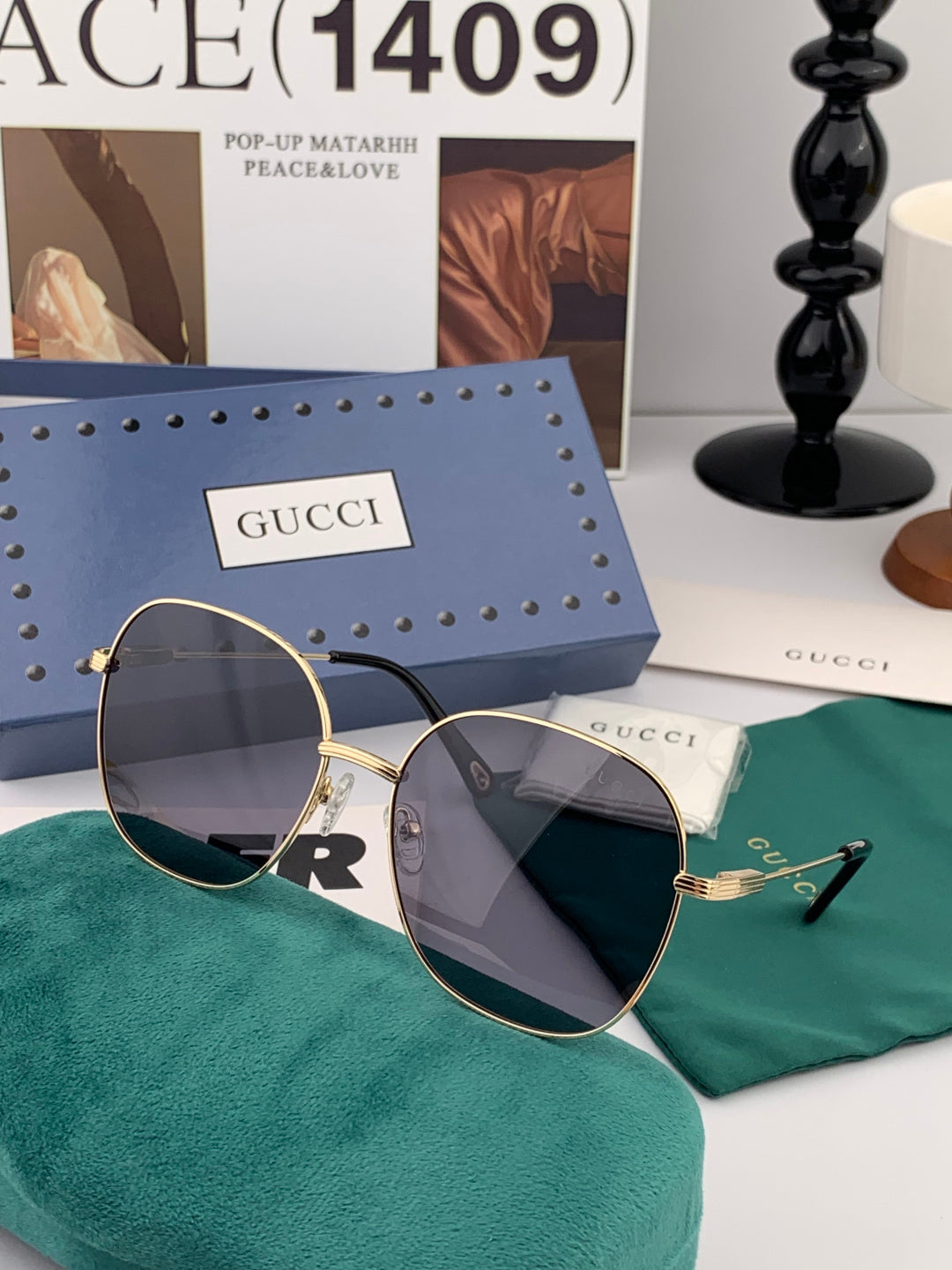 Gucci G35810 Polarized Acetate Round Gold Lens Sunglasses for Men & W - 398413