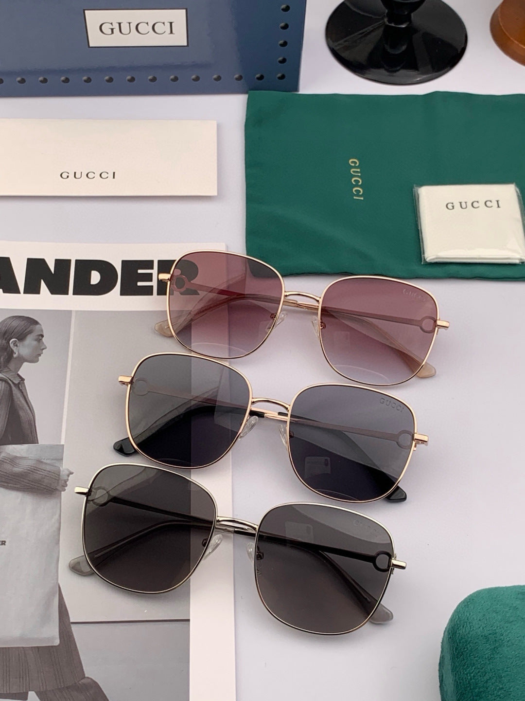 Gucci G35811 Metal Square Red Lens Sunglasses for Men & Women - 398414 - detail image 7
