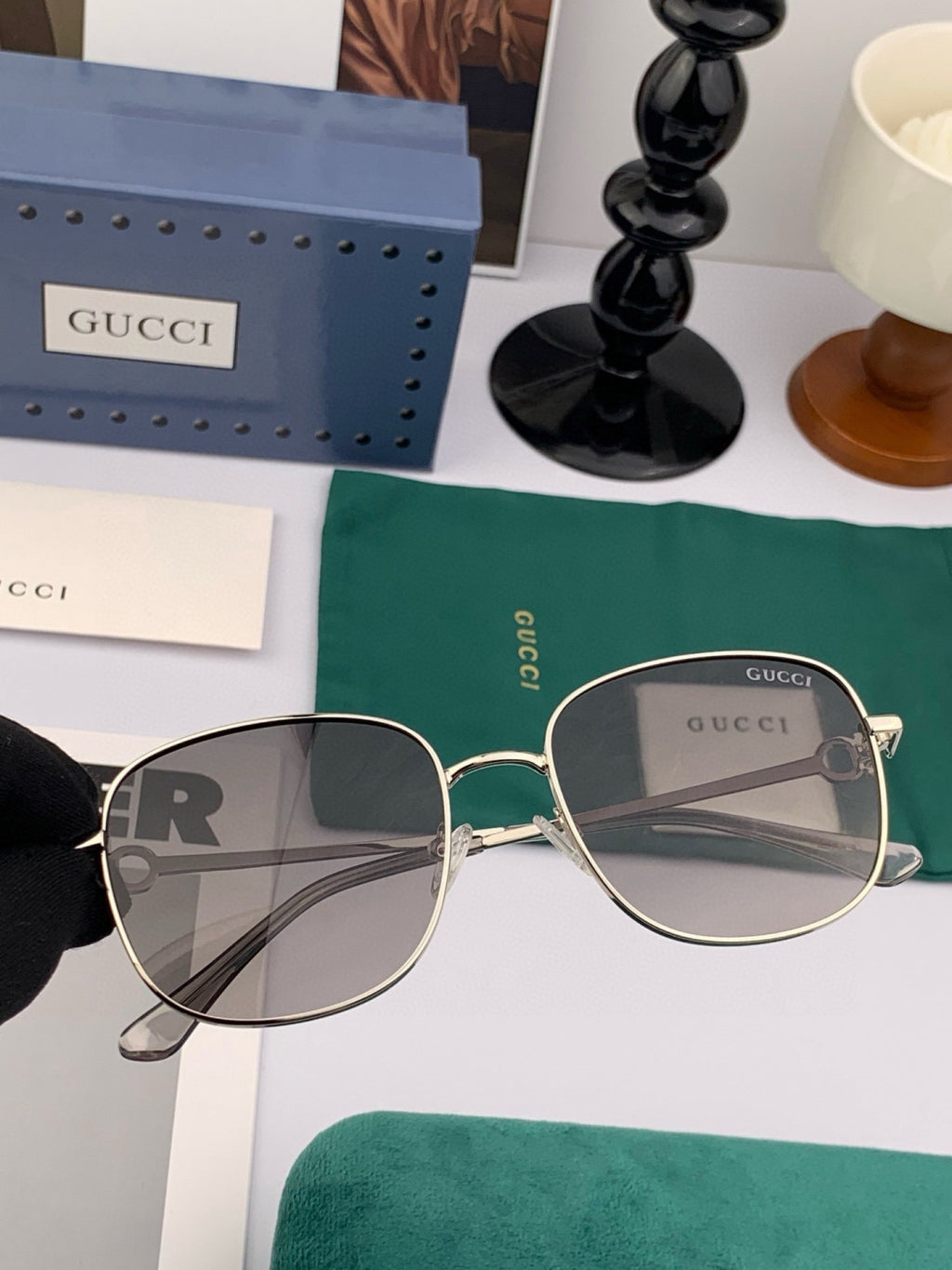 Gucci G35811 Metal Square Red Lens Sunglasses for Men & Women - 398414