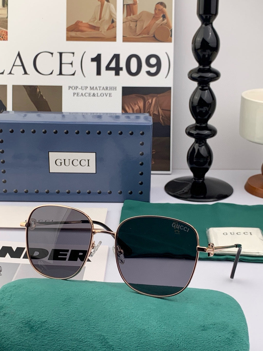 Gucci G35811 Metal Square Red Lens Sunglasses for Men & Women - 398414 - detail image 4