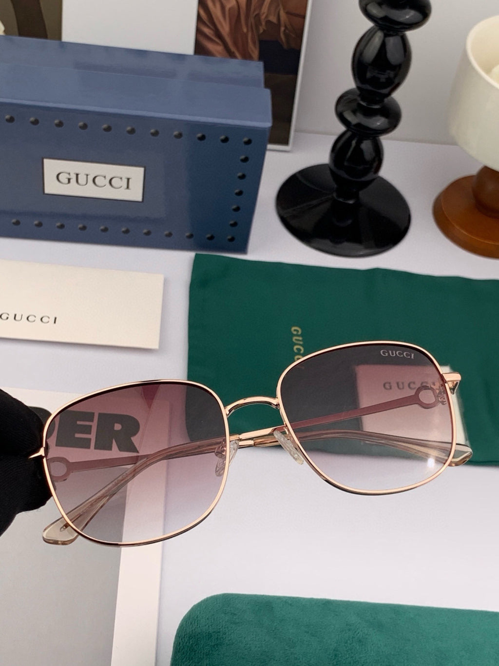 Gucci G35811 Metal Square Red Lens Sunglasses for Men & Women - 398414 - detail image 2