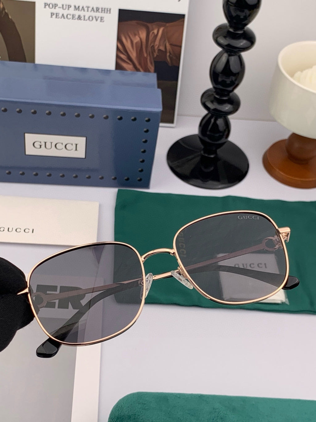 Gucci G35811 Metal Square Red Lens Sunglasses for Men & Women - 398414 - detail image 3