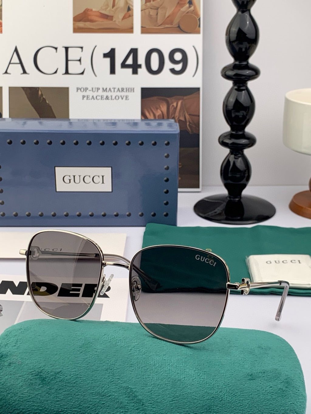 Gucci G35811 Metal Square Red Lens Sunglasses for Men & Women - 398414 - detail image 6