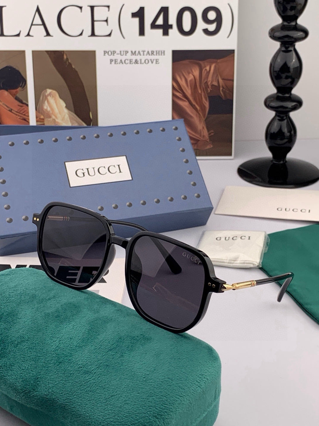 Gucci G2220 Polarized Square Gold Lens Sunglasses for Men & Women - 398404 - detail image 2