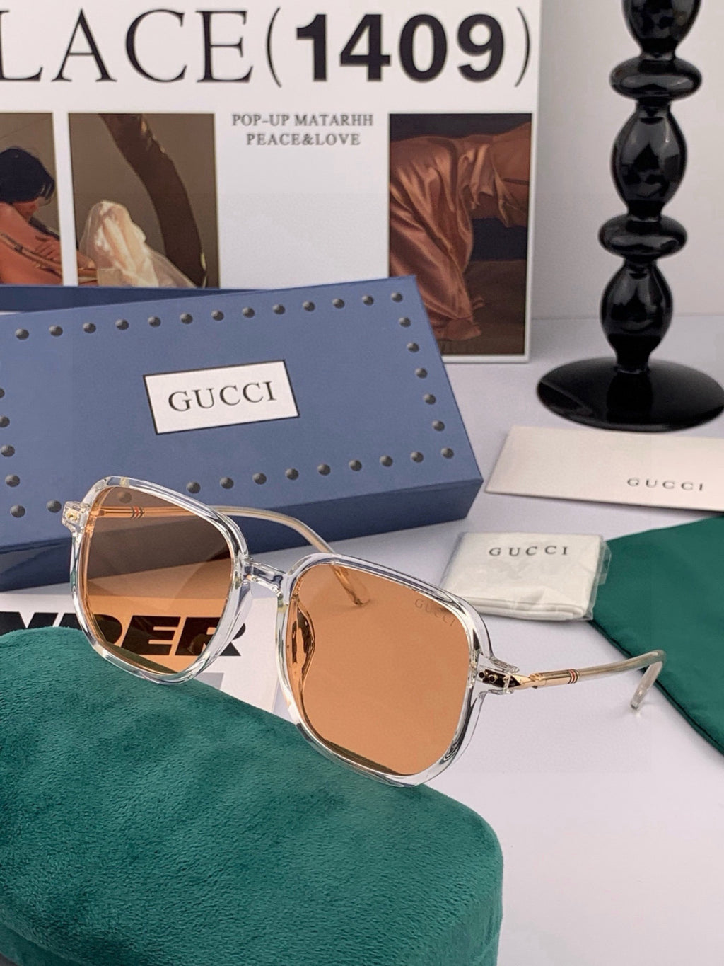 Gucci G2220 Polarized Square Gold Lens Sunglasses for Men & Women - 398404 - detail image 3