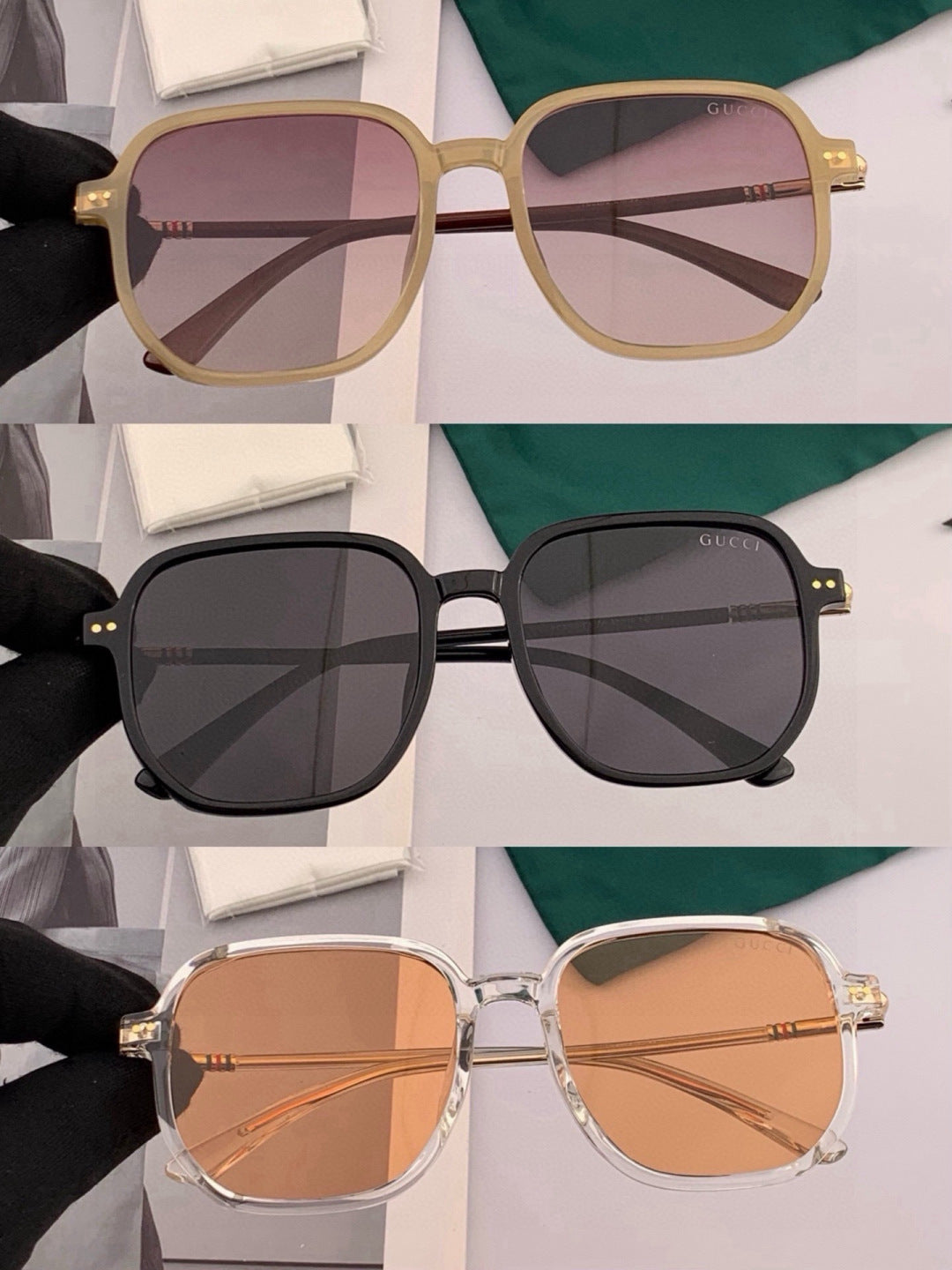 Gucci G2220 Polarized Square Gold Lens Sunglasses for Men & Women - 398404 - detail image 4