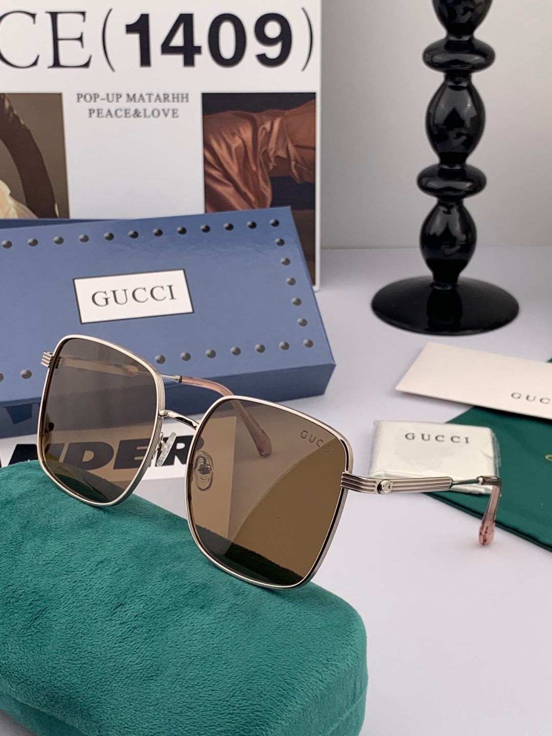 Gucci G2220 Polarized Square Black Lens Sunglasses for Men & Women - 398405 - detail image 5