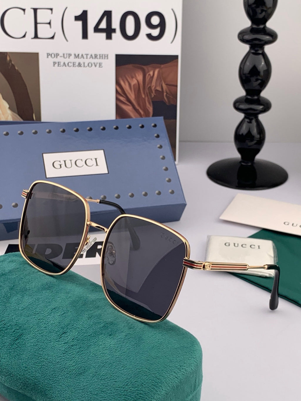 Gucci G2220 Polarized Square Black Lens Sunglasses for Men & Women - 398405 - detail image 4