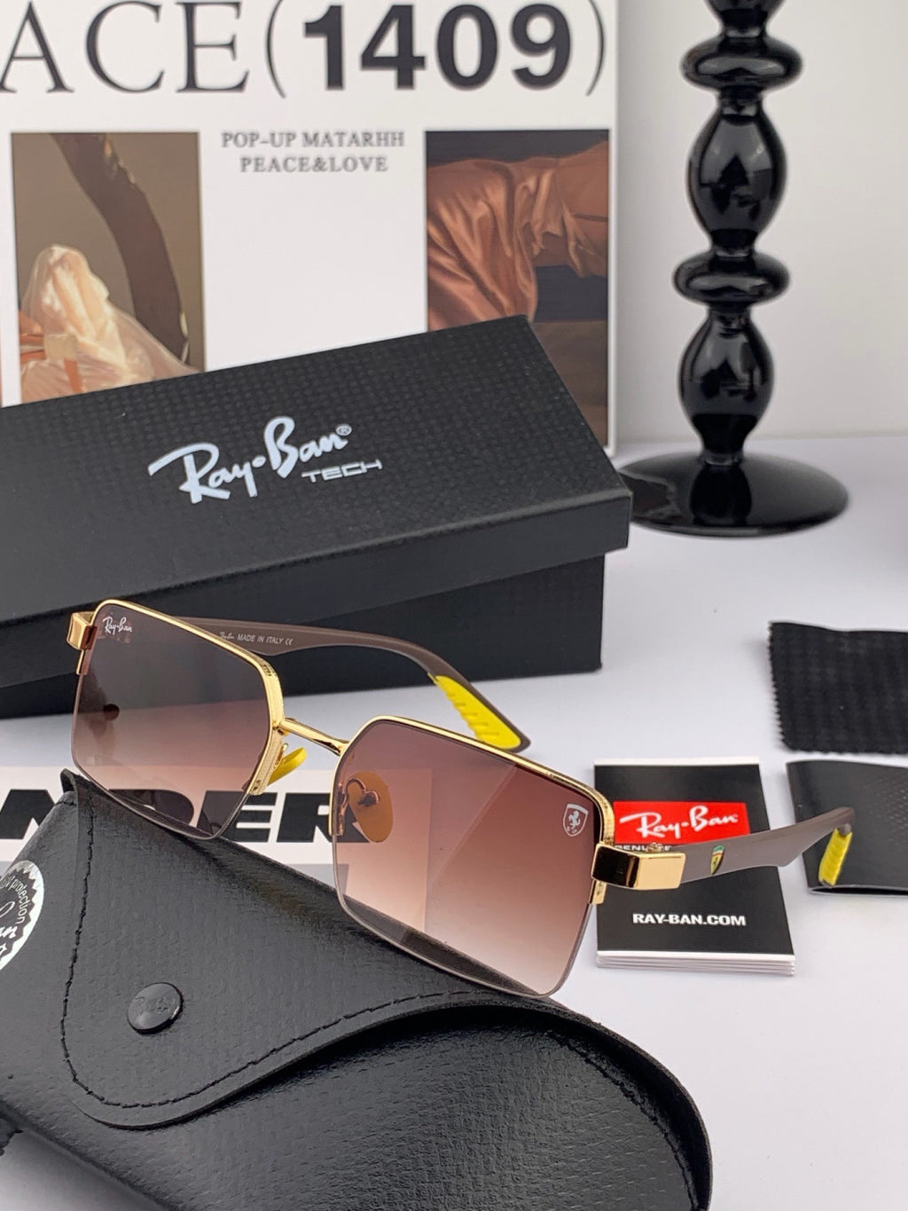 Gucci G2220 Polarized Square Gold Lens Sunglasses for Men & Women - 398406 - detail image 2