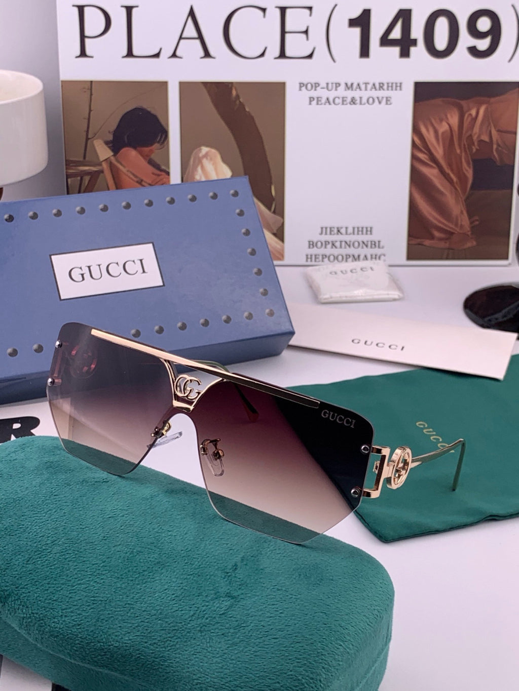 Gucci G31753 Aviator Black Lens Sunglasses for Men & Women - 398382 - detail image 6