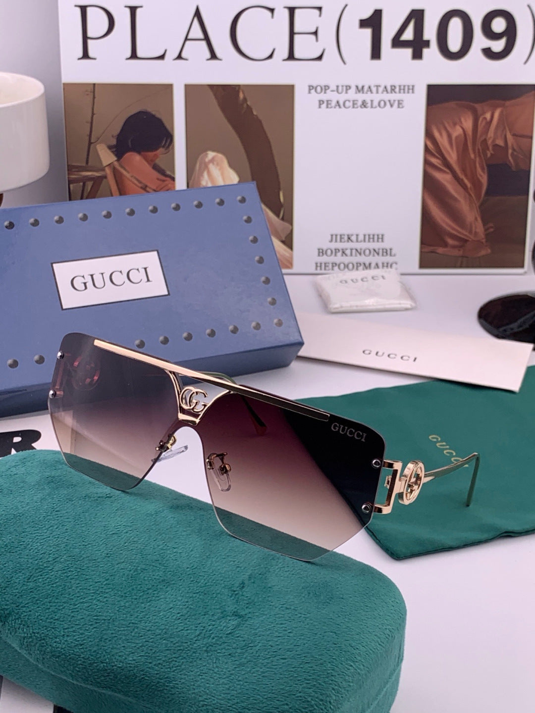 Gucci G31753 Aviator Black Lens Sunglasses for Men & Women - 398382 - detail image 6