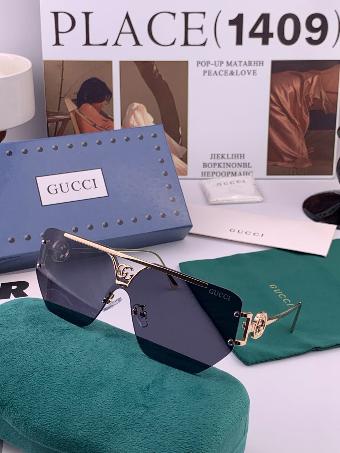 Gucci G31753 Aviator Black Lens Sunglasses for Men & Women - 398382 - detail image 4