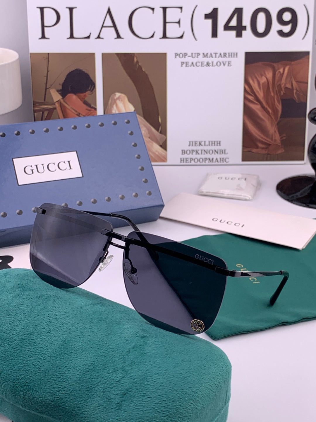Gucci G7801 Aviator Black Lens Sunglasses for Men & Women - 398383 - detail image 4