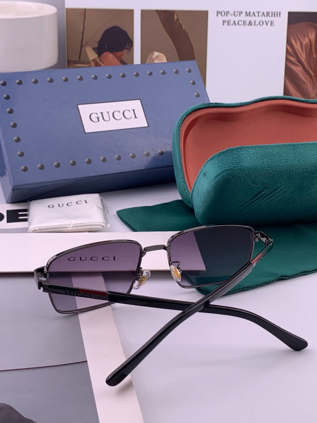 Gucci G6906 Aviator Black Lens Sunglasses for Men & Women - 398384 - detail image 5