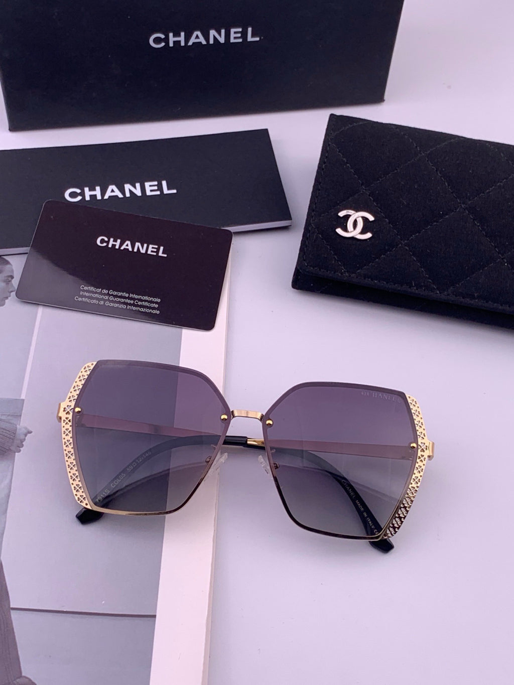 Chanel CH1791 Lightweight Rimless Gold Lens Sunglasses for Women - 398562 - detail image 6