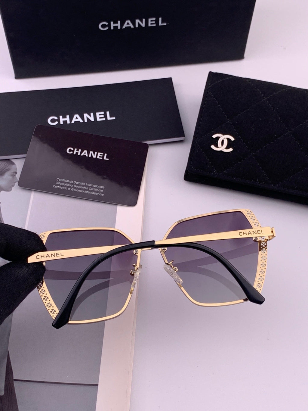 Chanel CH1791 Lightweight Rimless Gold Lens Sunglasses for Women - 398562 - detail image 4