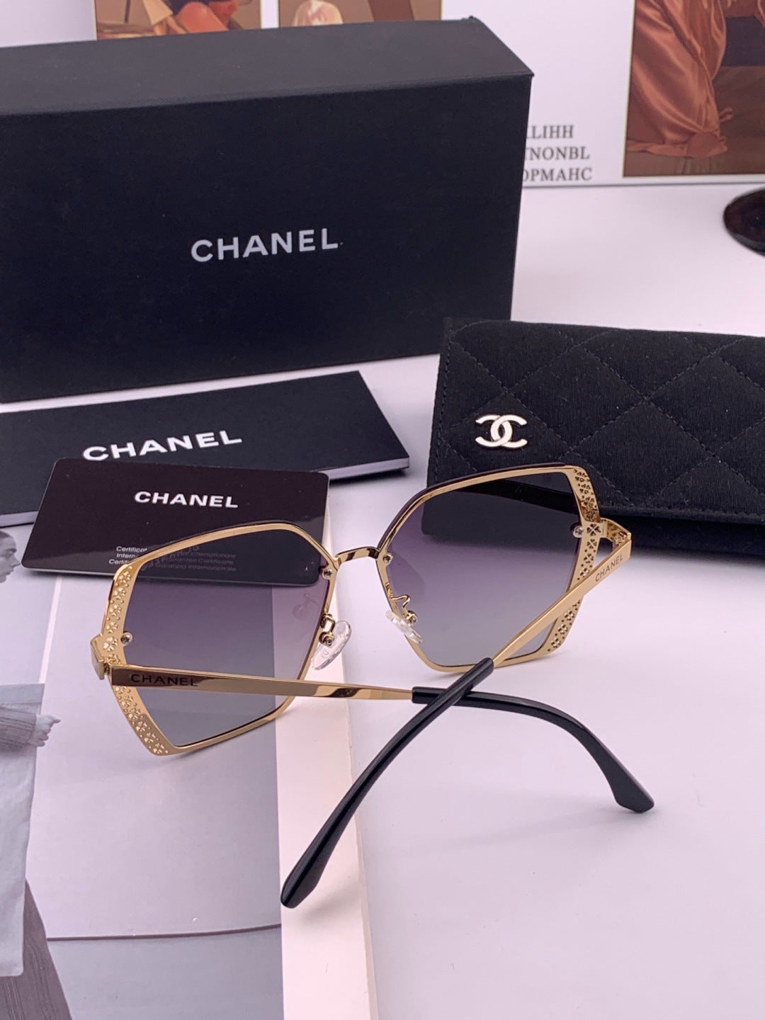 Chanel CH1791 Lightweight Rimless Gold Lens Sunglasses for Women - 398562 - detail image 5