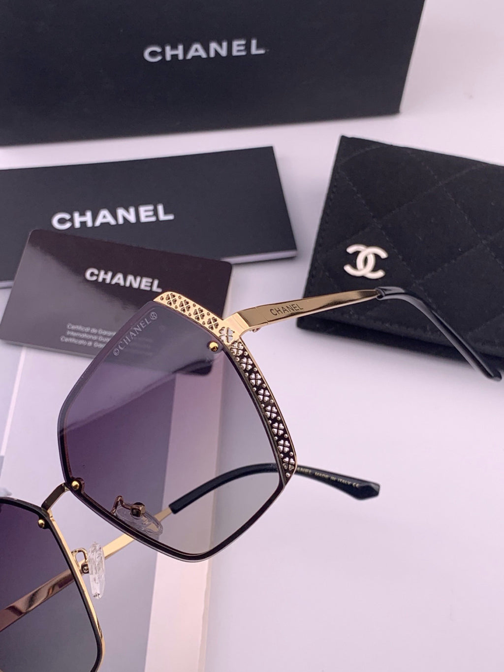 Chanel CH1791 Lightweight Rimless Gold Lens Sunglasses for Women - 398562 - detail image 2
