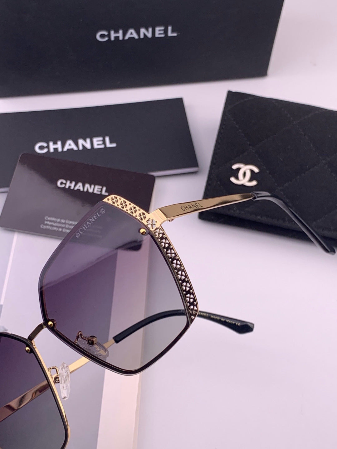 Chanel CH1791 Lightweight Rimless Gold Lens Sunglasses for Women - 398562 - detail image 2