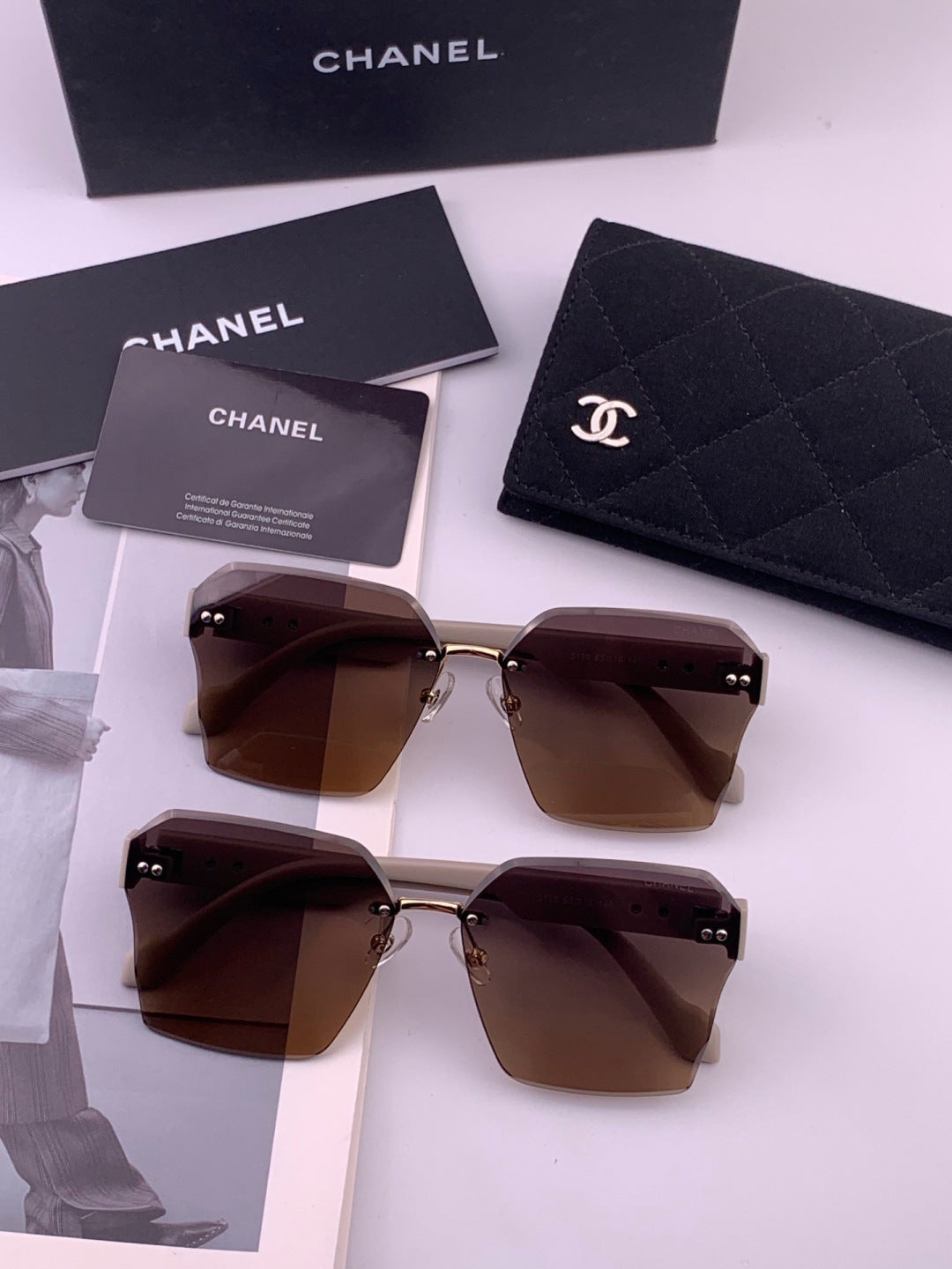 Chanel CH8851 Polarized Square Gold Lens Sunglasses for Women - 398563 - detail image 7