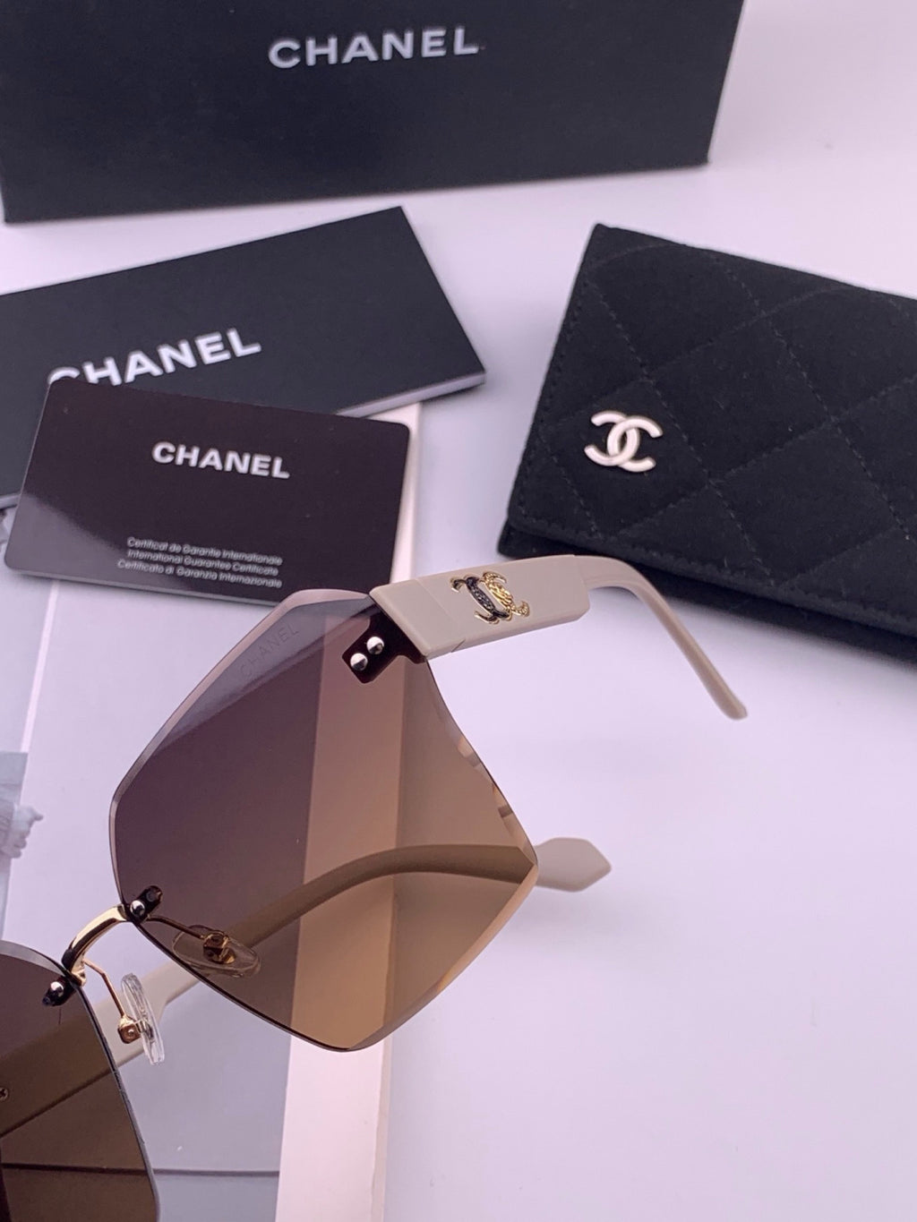 Chanel CH8851 Polarized Square Gold Lens Sunglasses for Women - 398563 - detail image 3