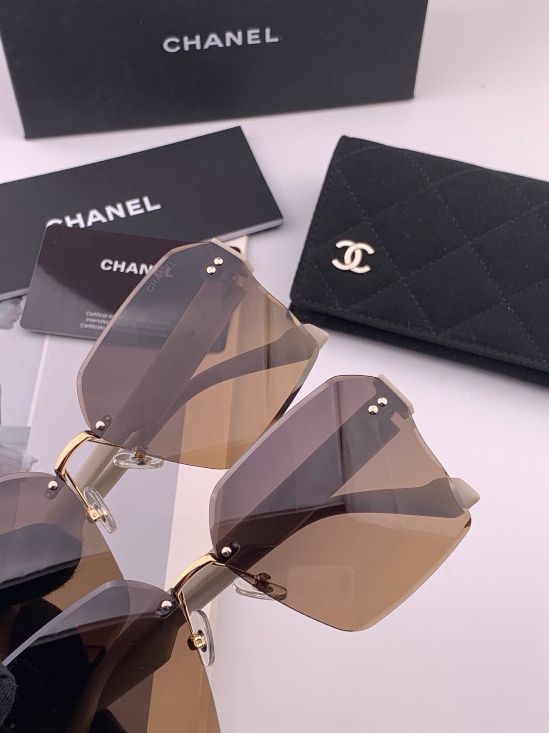 Chanel CH8851 Polarized Square Gold Lens Sunglasses for Women - 398563 - detail image 4