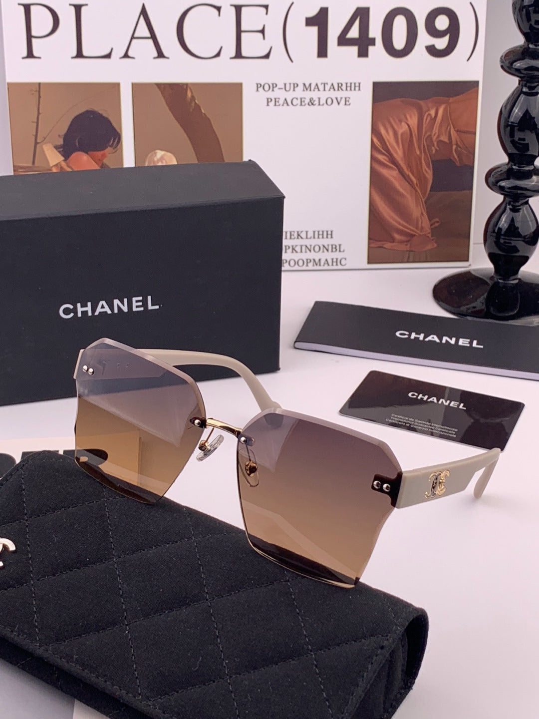Chanel CH8851 Polarized Square Gold Lens Sunglasses for Women - 398563 - detail image 2