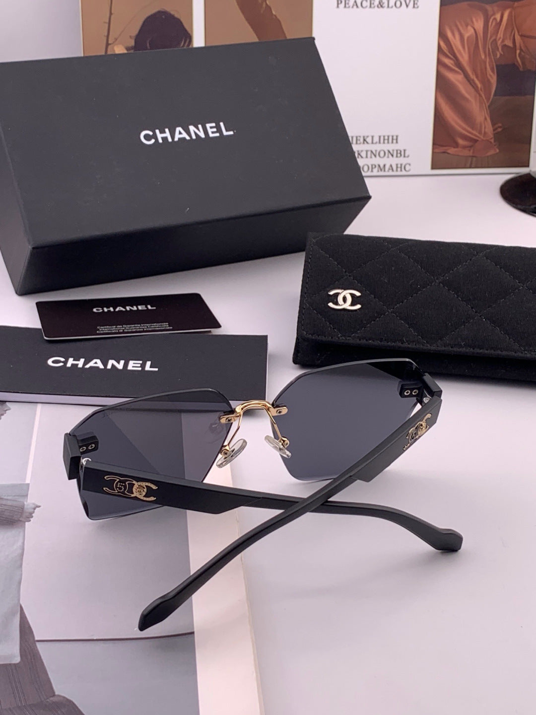 Chanel CH8851 Polarized Square Gold Lens Sunglasses for Women - 398564 - detail image 6