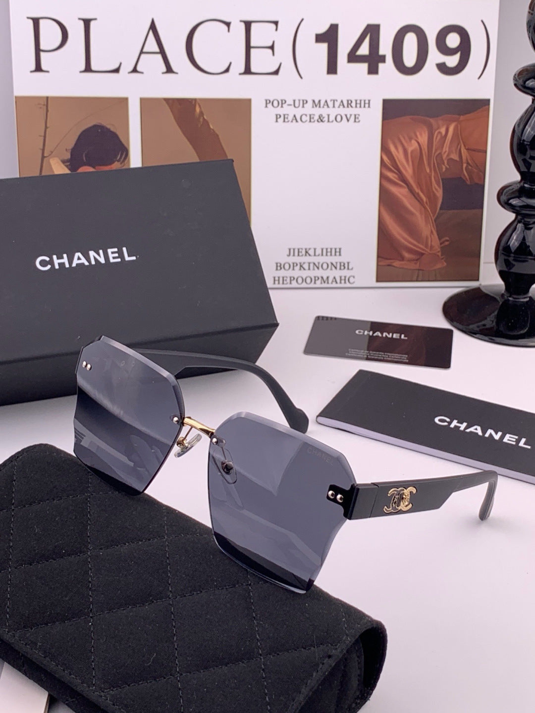 Chanel CH8851 Polarized Square Gold Lens Sunglasses for Women - 398564 - detail image 2