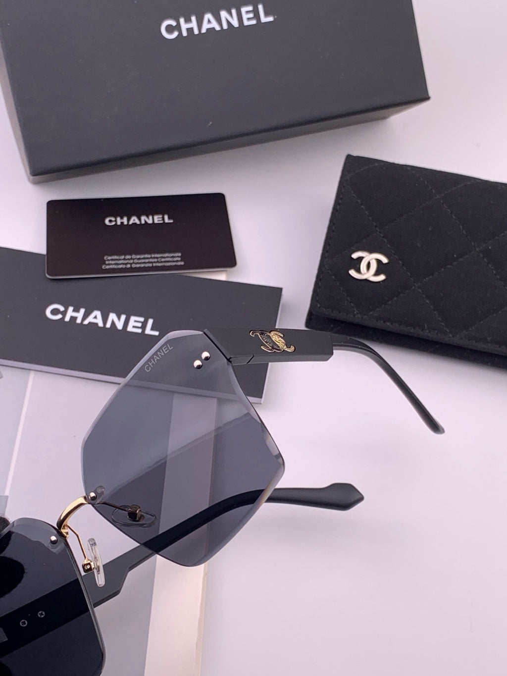 Chanel CH8851 Polarized Square Gold Lens Sunglasses for Women - 398564 - detail image 3