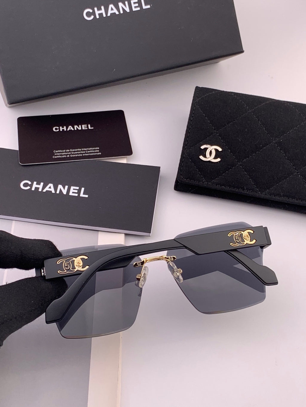 Chanel CH8851 Polarized Square Gold Lens Sunglasses for Women - 398564 - detail image 4