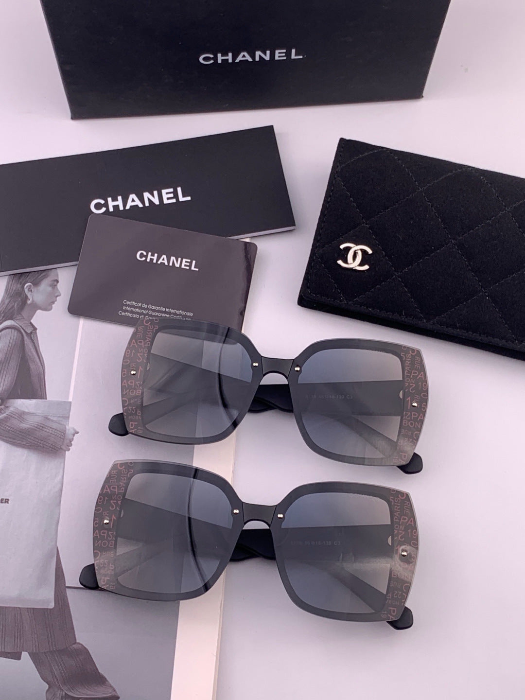 Chanel CH9813 Polarized Square Gold Lens Sunglasses for Women - 398565 - detail image 7