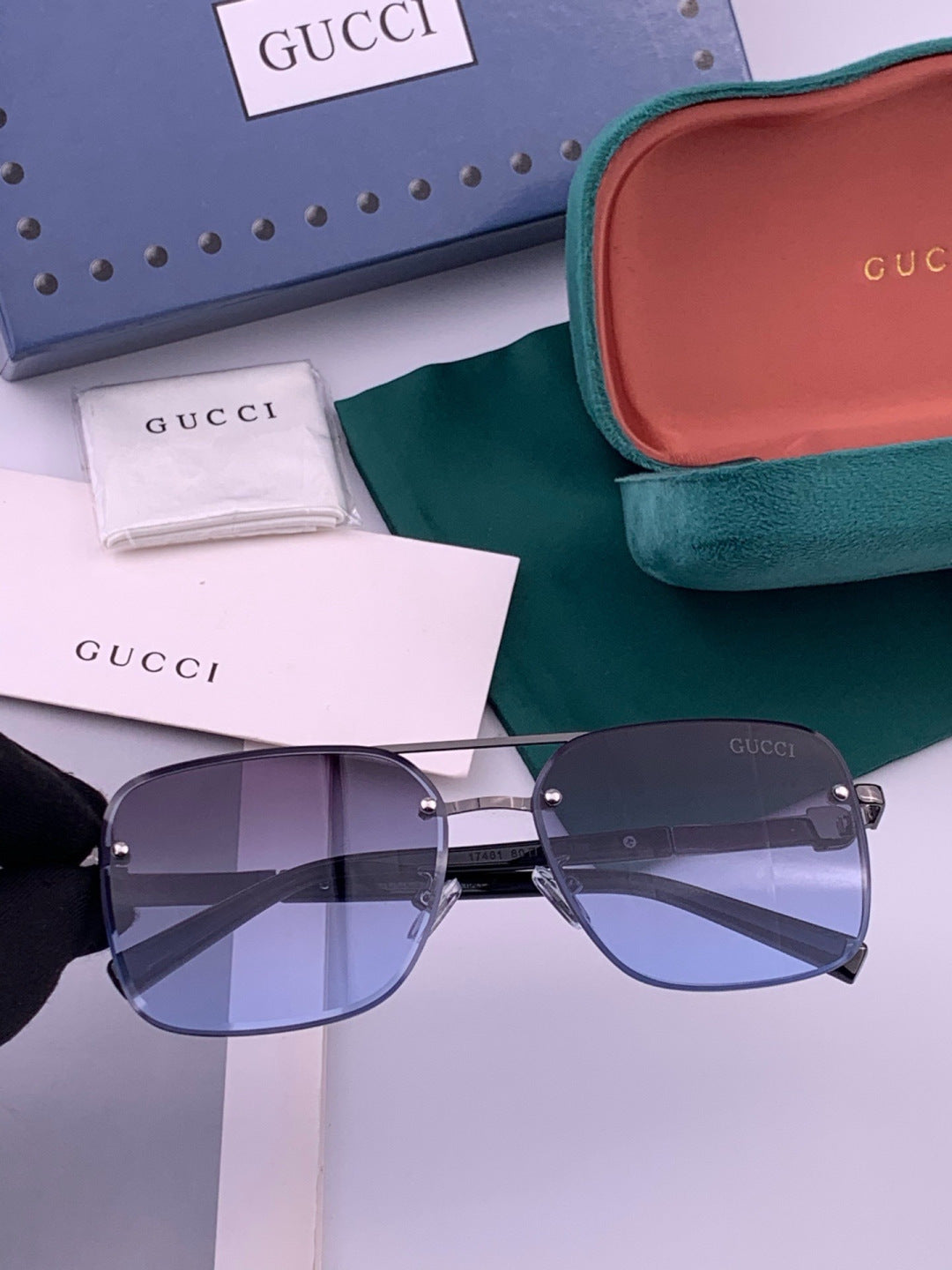 Gucci G11746 Aviator Black Lens Sunglasses for Men & Women - 398391