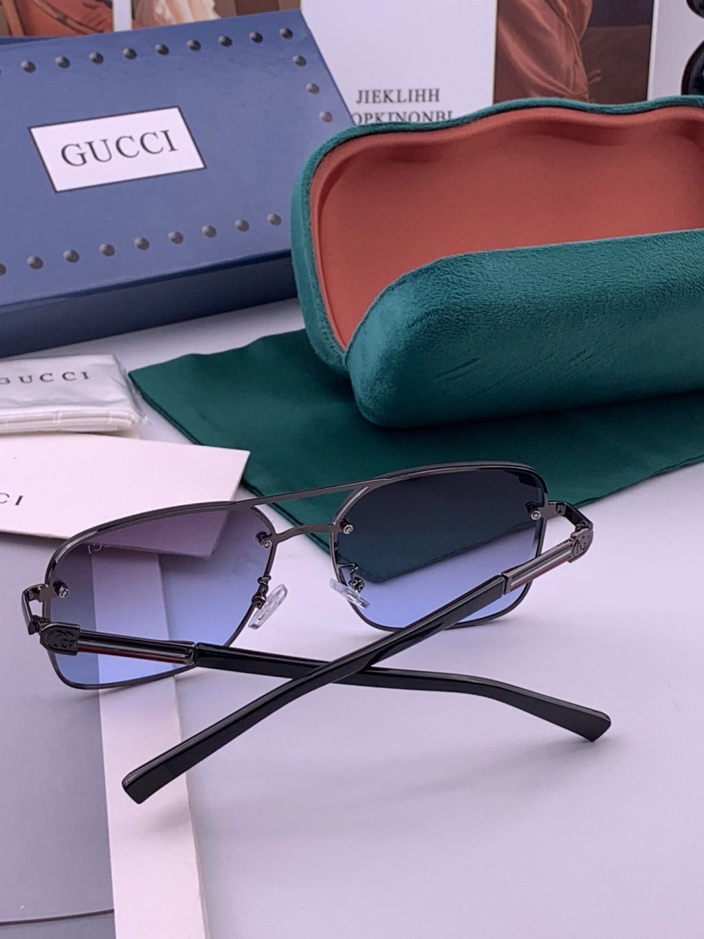 Gucci G11746 Aviator Black Lens Sunglasses for Men & Women - 398391 - detail image 6